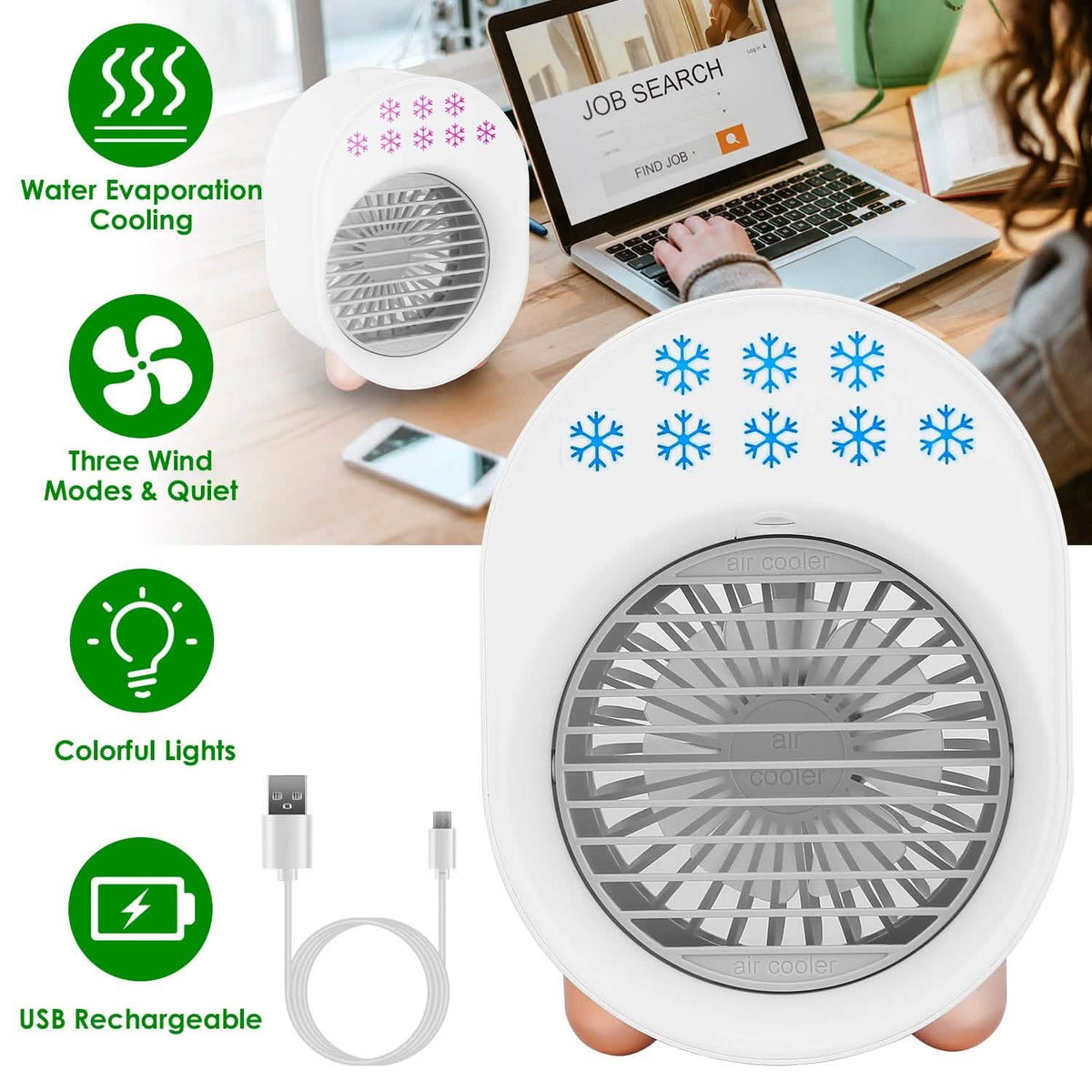 4-in-1 Portable Mini Desktop Water Mist Cooling Air Conditioner Household Appliances - Tophatter Daily Deals