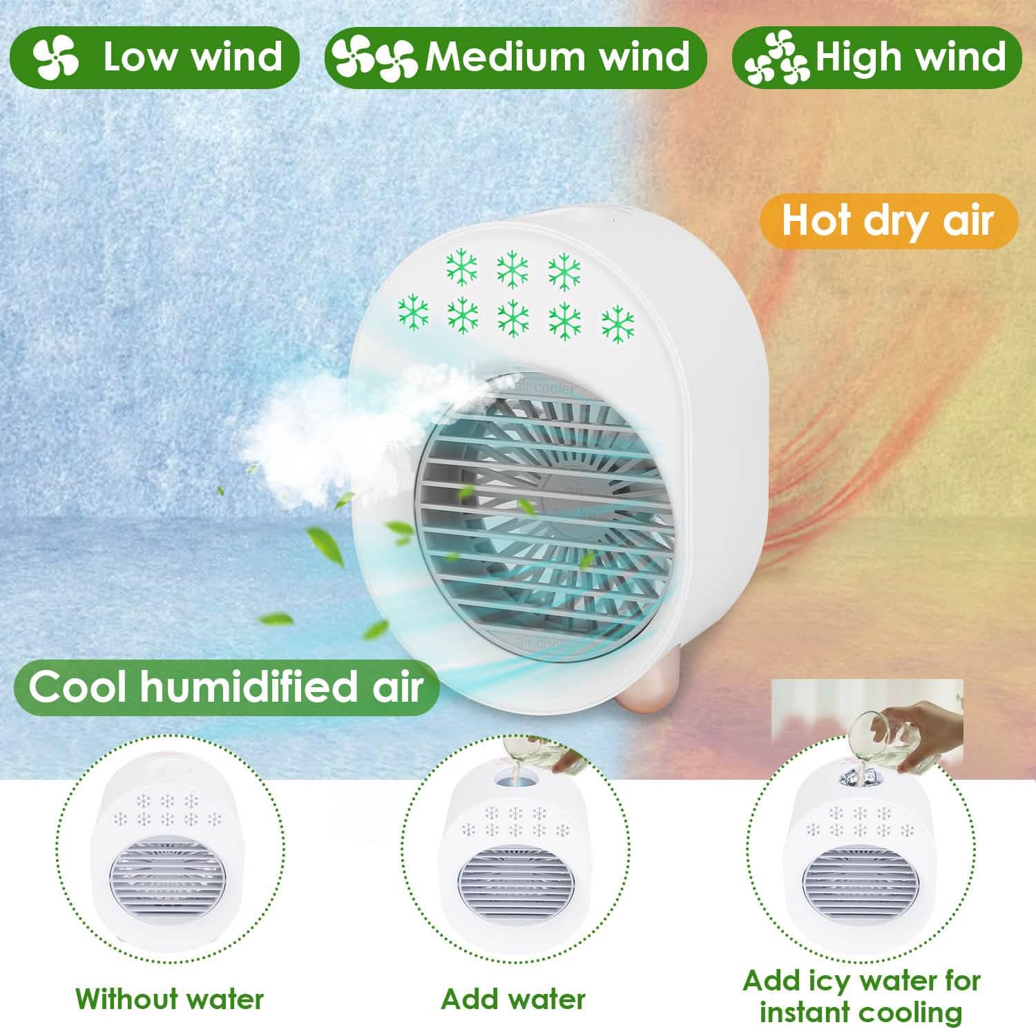 4-in-1 Portable Mini Desktop Water Mist Cooling Air Conditioner Household Appliances - Tophatter Daily Deals