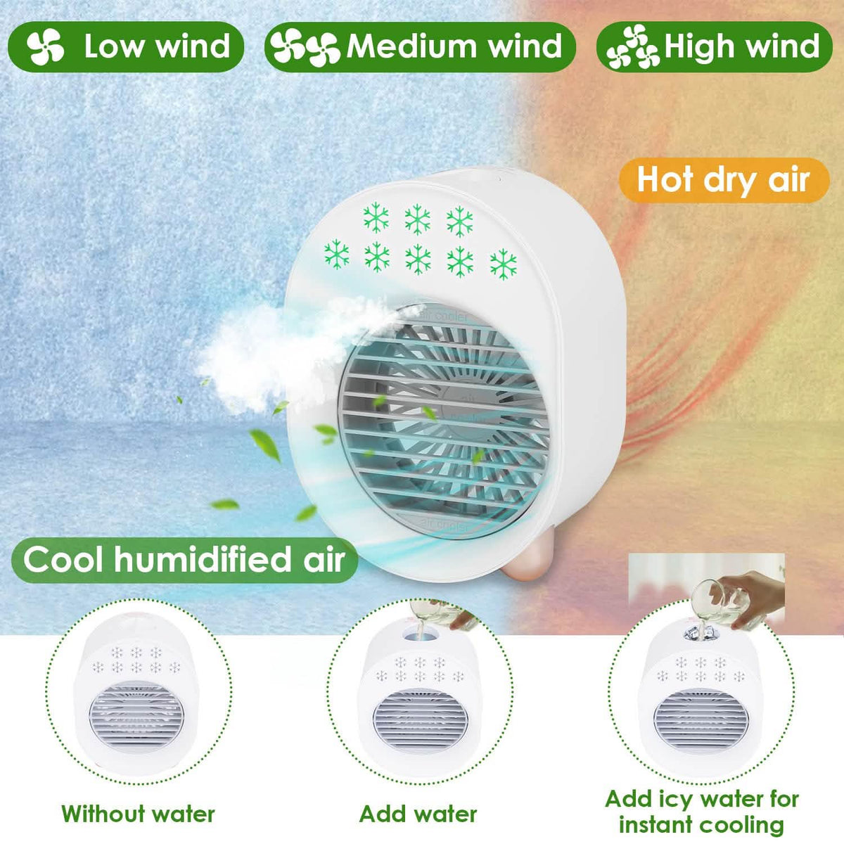 4-in-1 Portable Mini Desktop Water Mist Cooling Air Conditioner Household Appliances - Tophatter Daily Deals