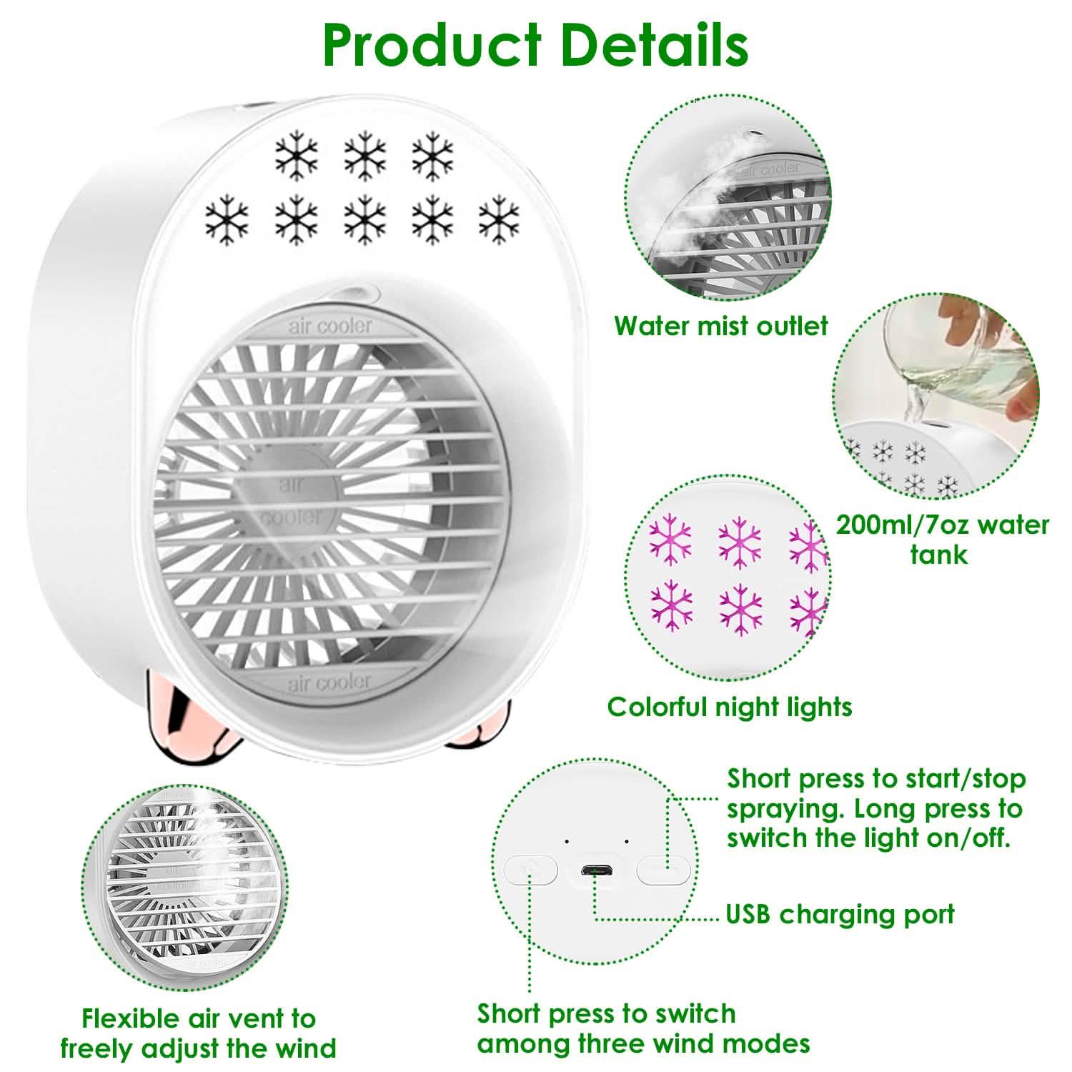 4-in-1 Portable Mini Desktop Water Mist Cooling Air Conditioner Household Appliances - Tophatter Daily Deals