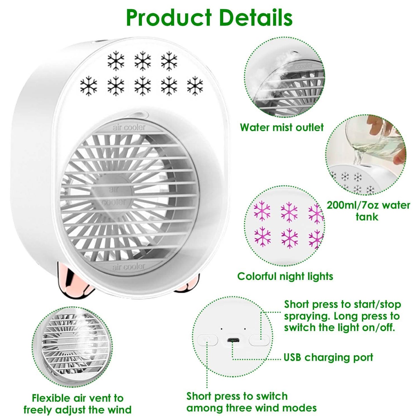 4-in-1 Portable Mini Desktop Water Mist Cooling Air Conditioner Household Appliances - Tophatter Daily Deals