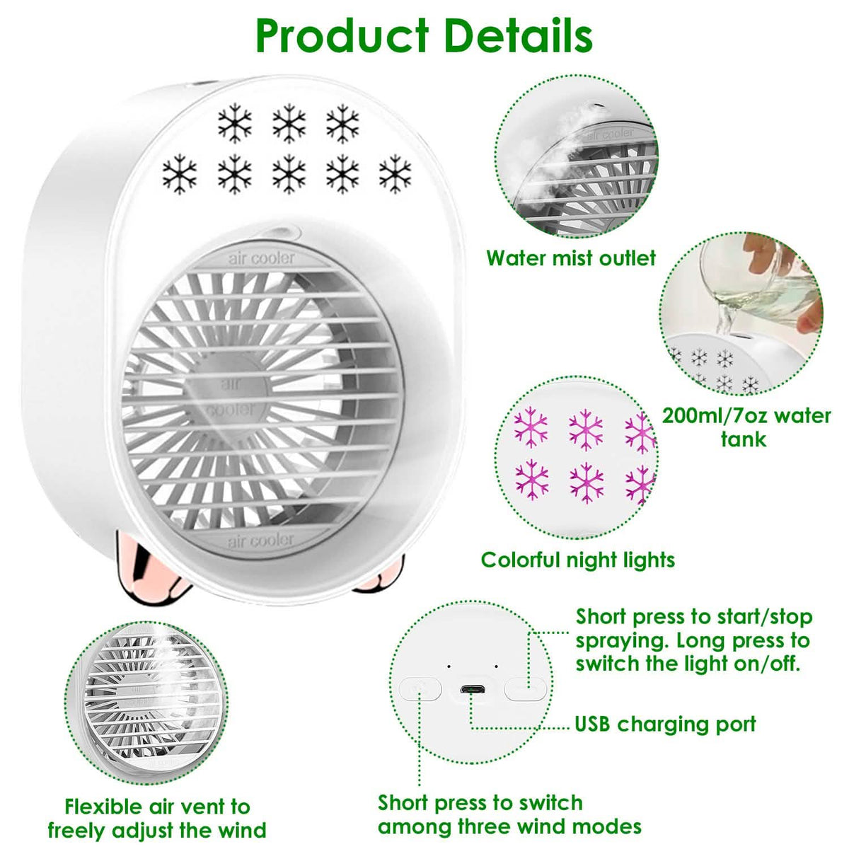 4-in-1 Portable Mini Desktop Water Mist Cooling Air Conditioner Household Appliances - Tophatter Daily Deals