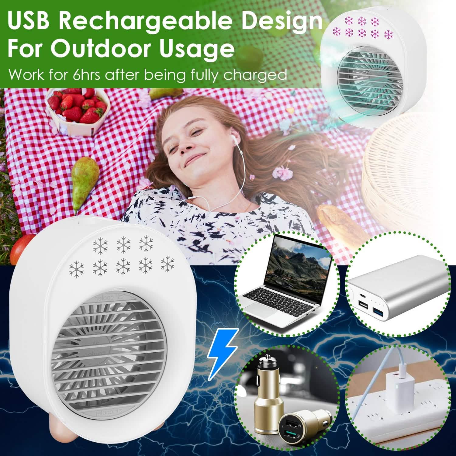 4-in-1 Portable Mini Desktop Water Mist Cooling Air Conditioner Household Appliances - Tophatter Daily Deals