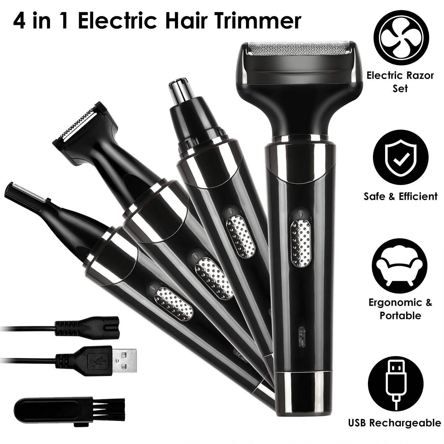4-in-1 Rechargeable Hair Trimmer Men's Grooming - Tophatter Daily Deals