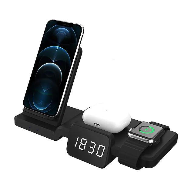 4-in-1 Wireless Charger with LED Digital Clock Charging Station - Tophatter Daily Deals