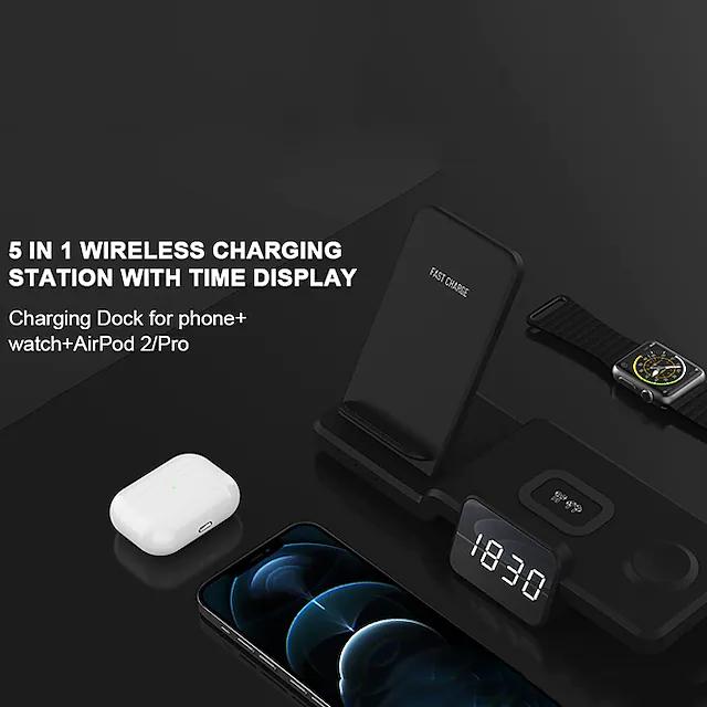 4-in-1 Wireless Charger with LED Digital Clock Charging Station - Tophatter Daily Deals