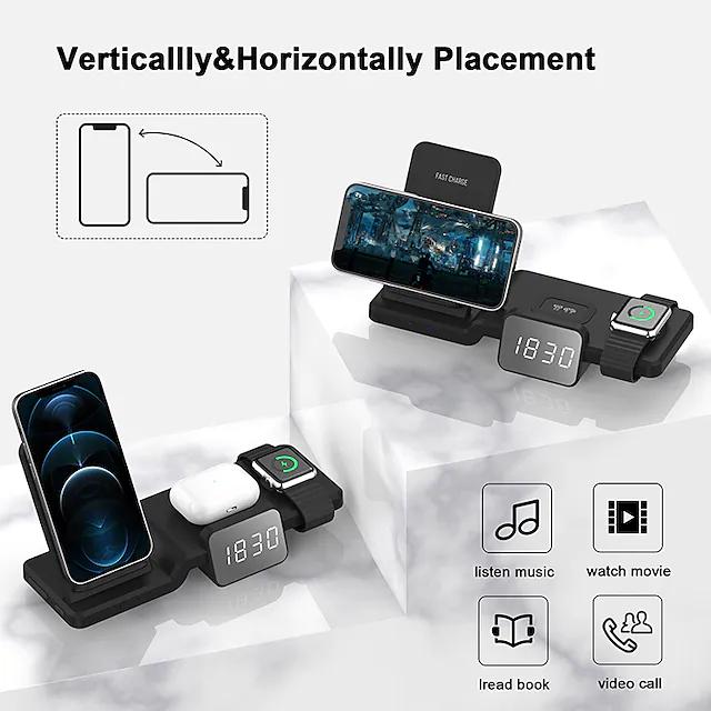 4-in-1 Wireless Charger with LED Digital Clock Charging Station - Tophatter Daily Deals