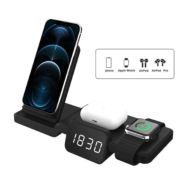 4-in-1 Wireless Charger with LED Digital Clock Charging Station - Tophatter Daily Deals