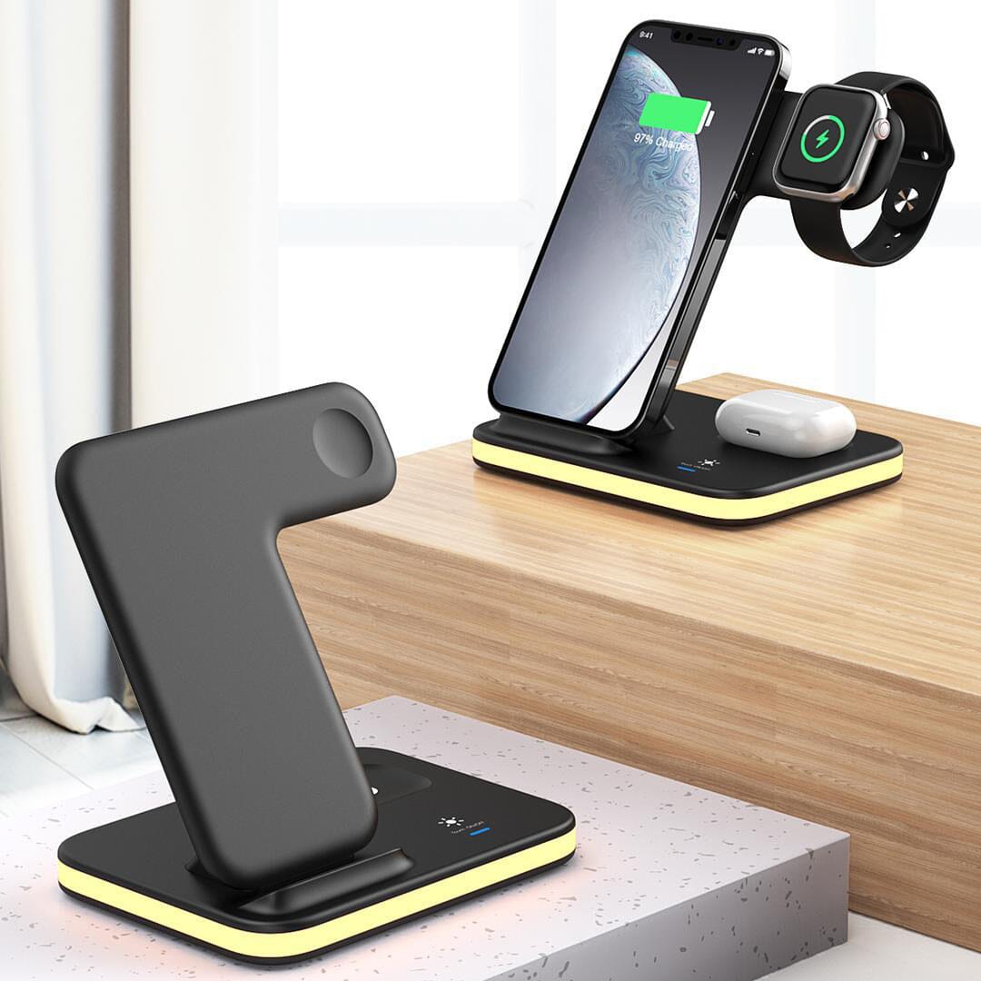 4-in-1 Wireless Charging Stand with Night Light Charging Station - Tophatter Daily Deals