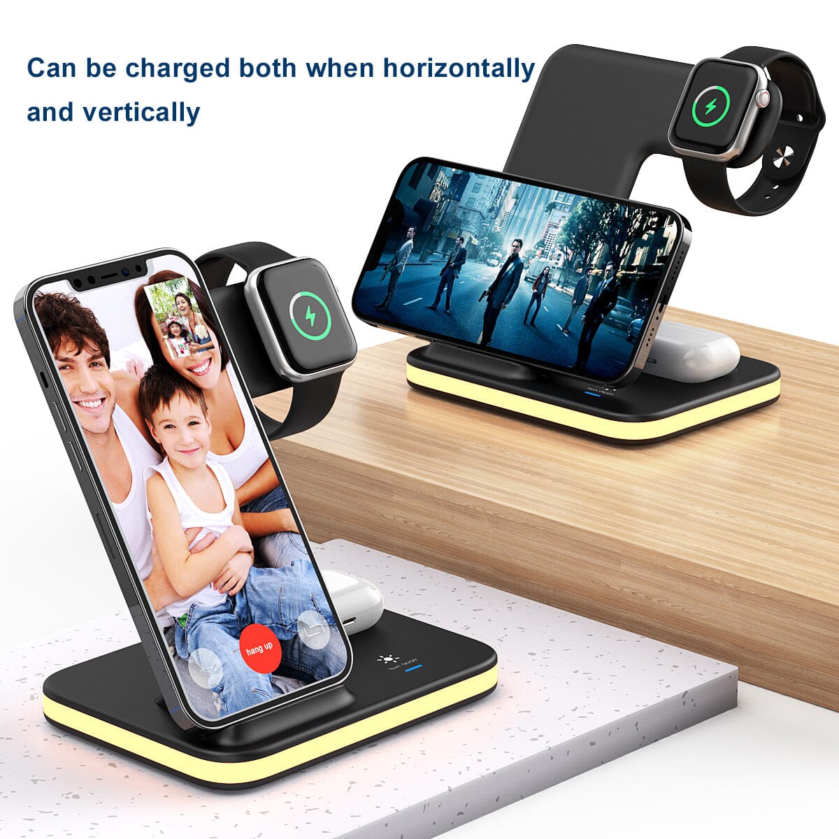 4-in-1 Wireless Charging Stand with Night Light Charging Station - Tophatter Daily Deals