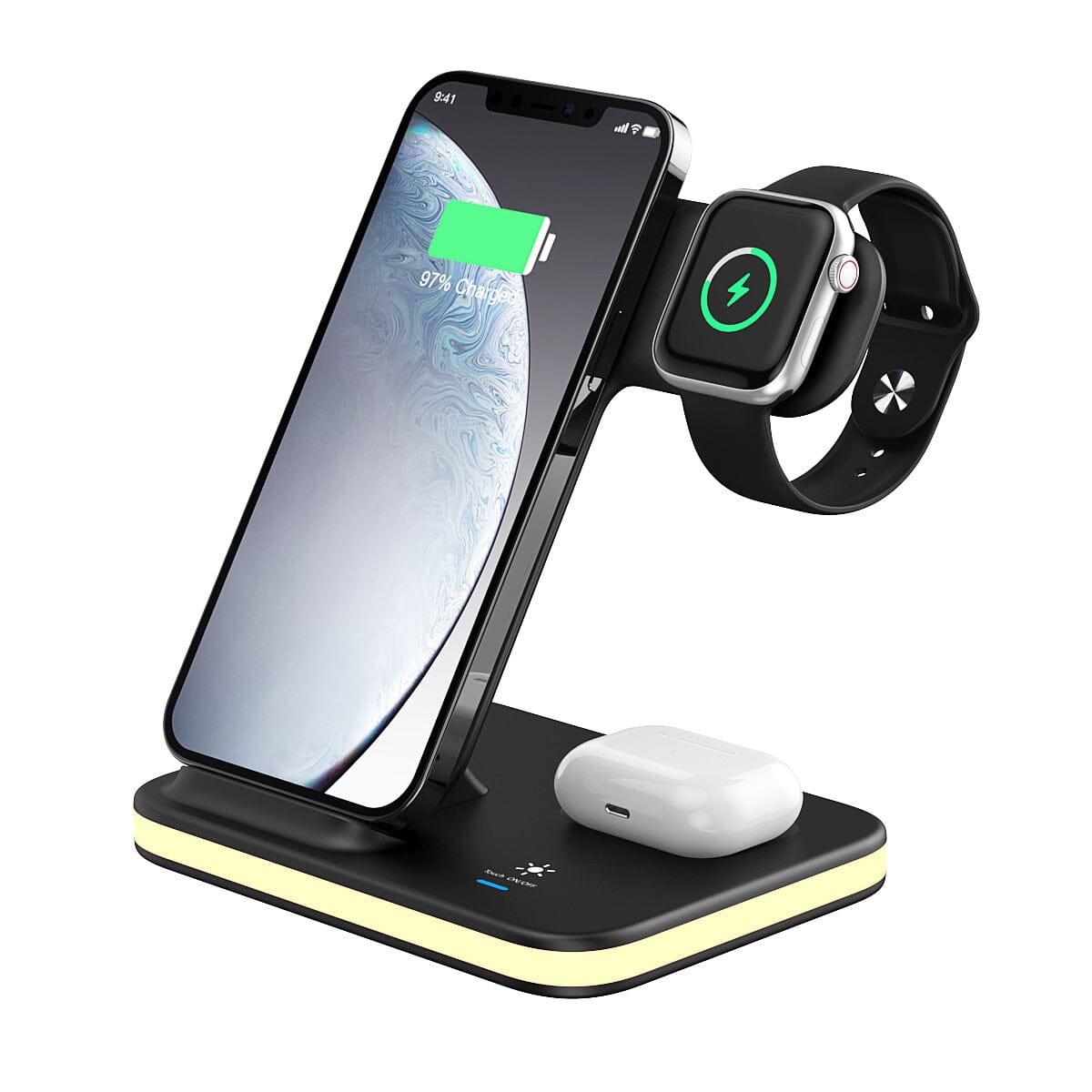 4-in-1 Wireless Charging Stand with Night Light Charging Station - Tophatter Daily Deals