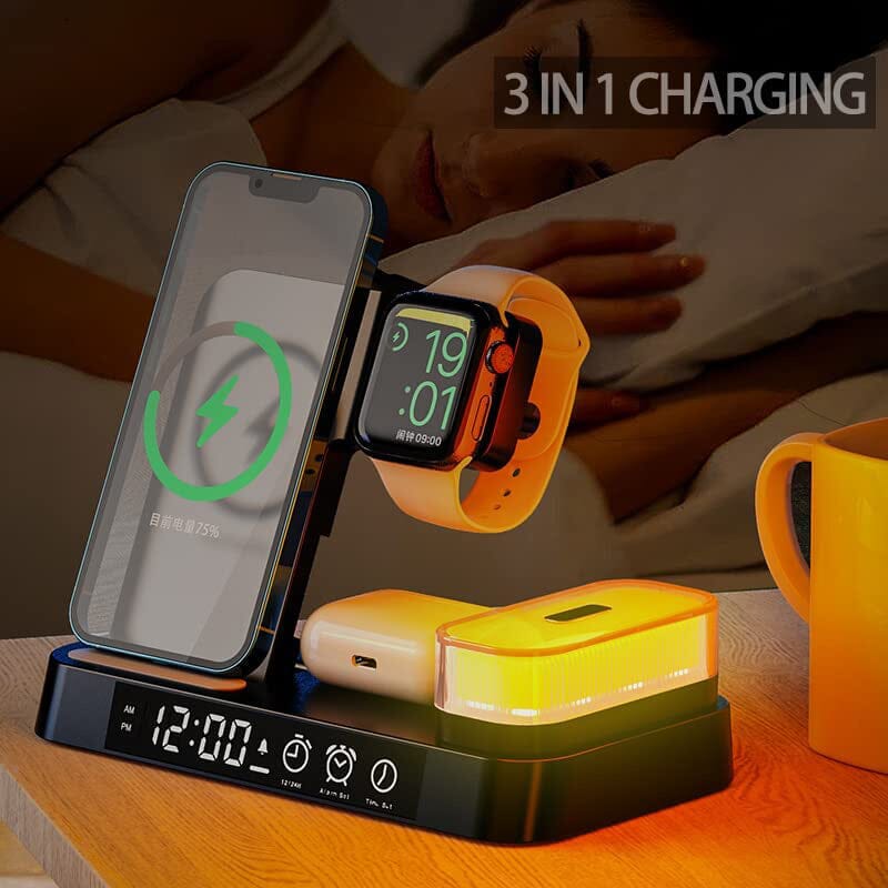 4-in-1 Wireless Charging Station with LED Night Light Charging Station - Tophatter Daily Deals