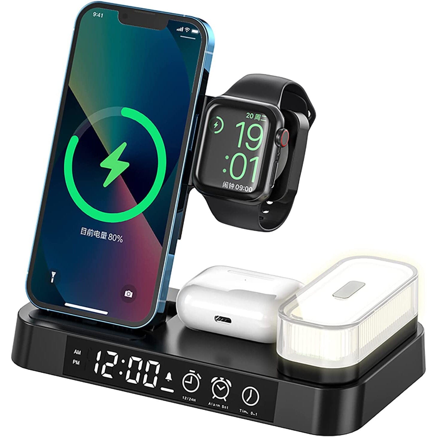 4-in-1 Wireless Charging Station with LED Night Light Charging Station - Tophatter Daily Deals