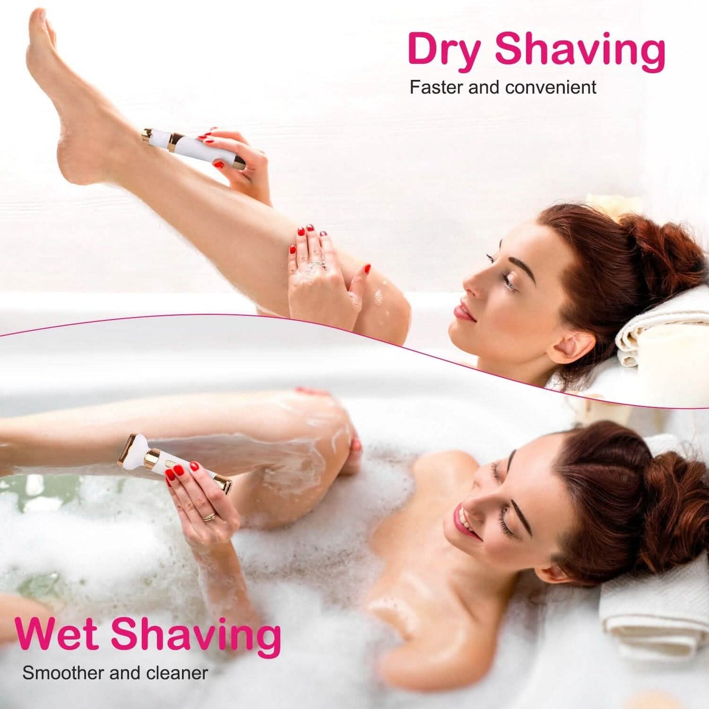 4-in-1 Women Electric Hair Shaver USB Rechargeable Beauty & Personal Care - Tophatter Daily Deals