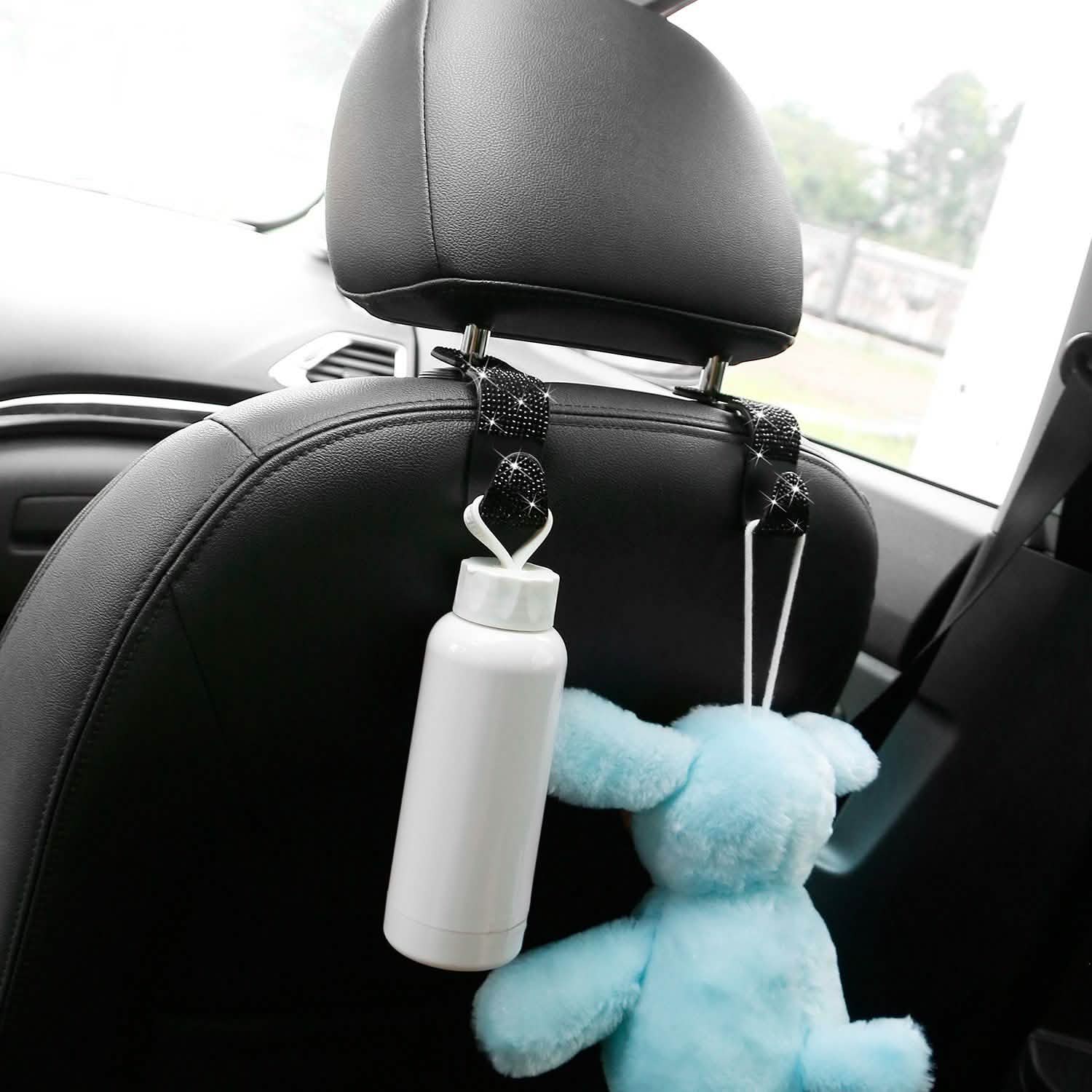 4-Pack: Car Headrest Hooks Bling Rhinestones Back Seat Organizer Hanger Holder Automotive - Tophatter Daily Deals