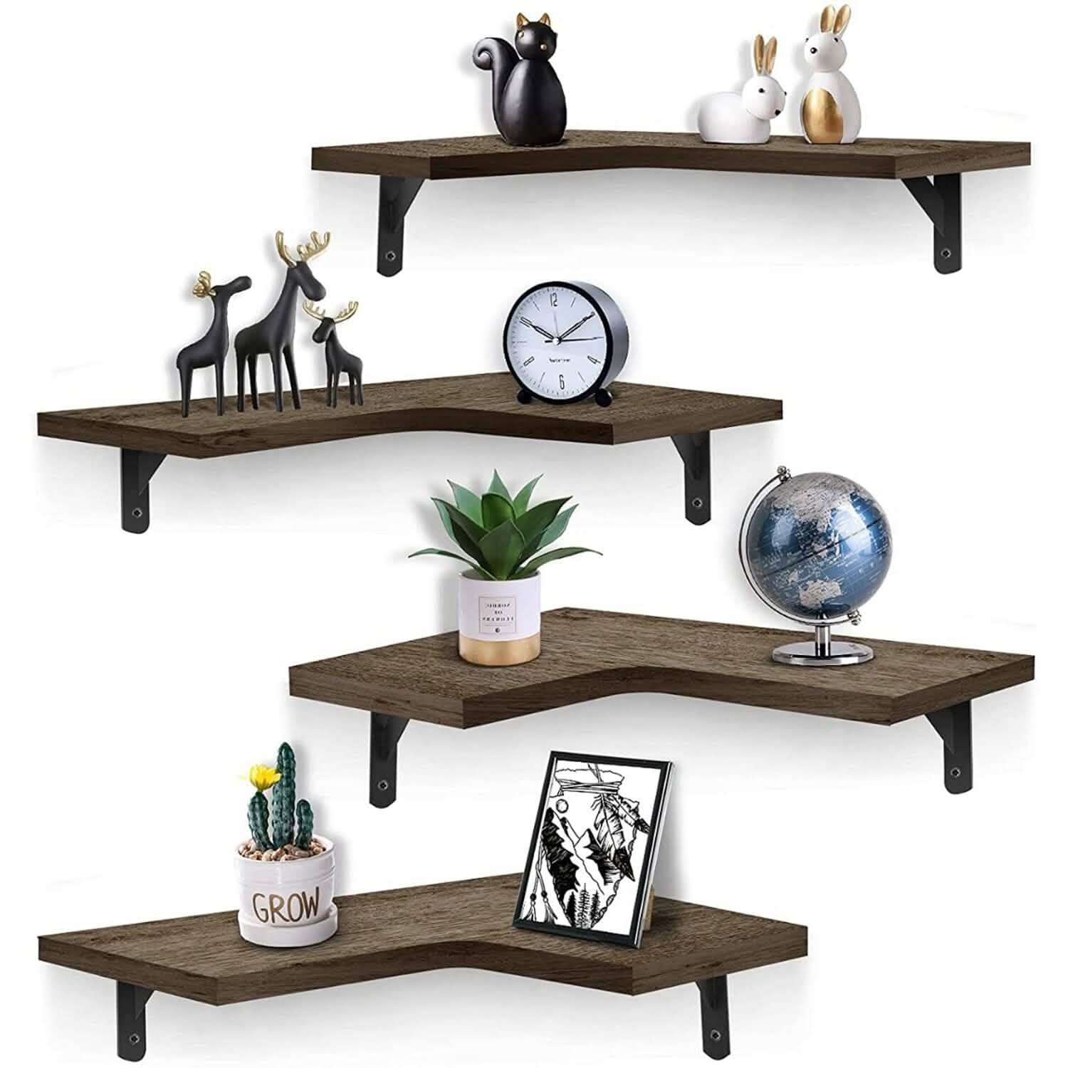 4-Pack: Corner Floating Shelf Wall Mount Display Storage Storage & Organization - Tophatter Daily Deals
