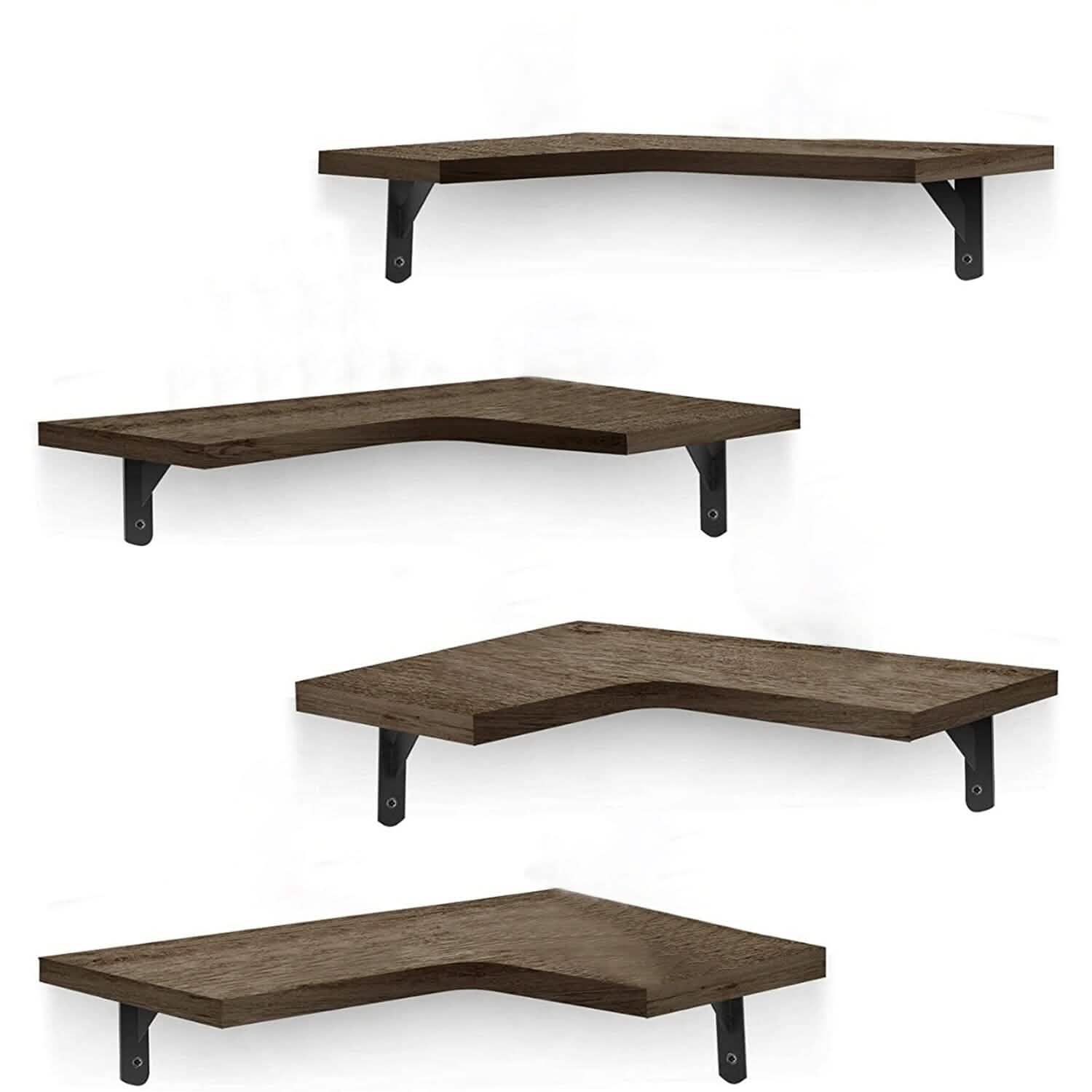 4-Pack: Corner Floating Shelf Wall Mount Display Storage Storage & Organization - Tophatter Daily Deals
