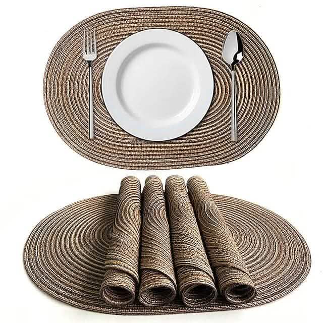 4-Pack: Cotton Oval Dining Mat Brown Wine & Dining - Tophatter Daily Deals