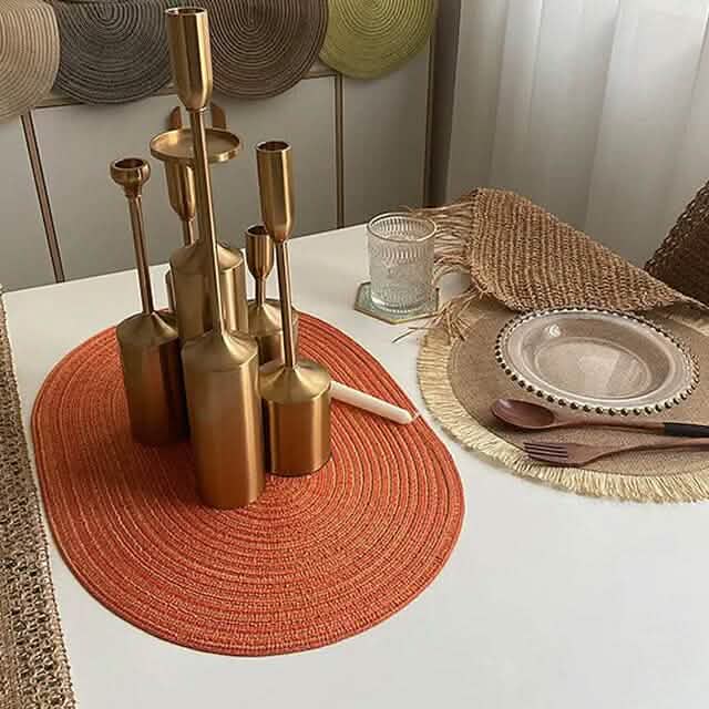 4-Pack: Cotton Oval Dining Mat Wine & Dining - Tophatter Daily Deals