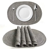 4-Pack: Cotton Oval Dining Mat Gray Wine & Dining - Tophatter Daily Deals