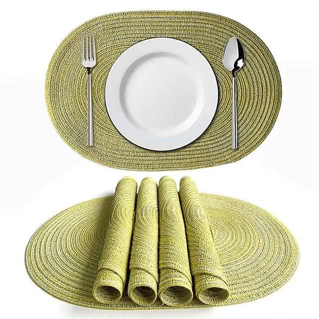 4-Pack: Cotton Oval Dining Mat Green Wine & Dining - Tophatter Daily Deals
