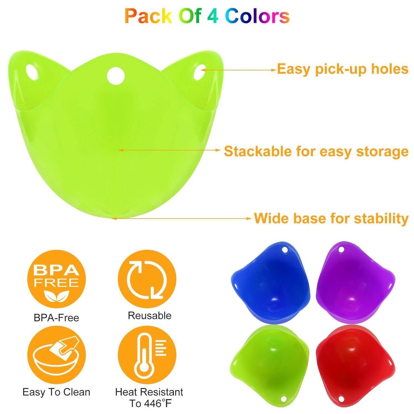 4-Pack: Egg Poachers Silicon Egg Cups Kitchen Tools & Gadgets - Tophatter Daily Deals