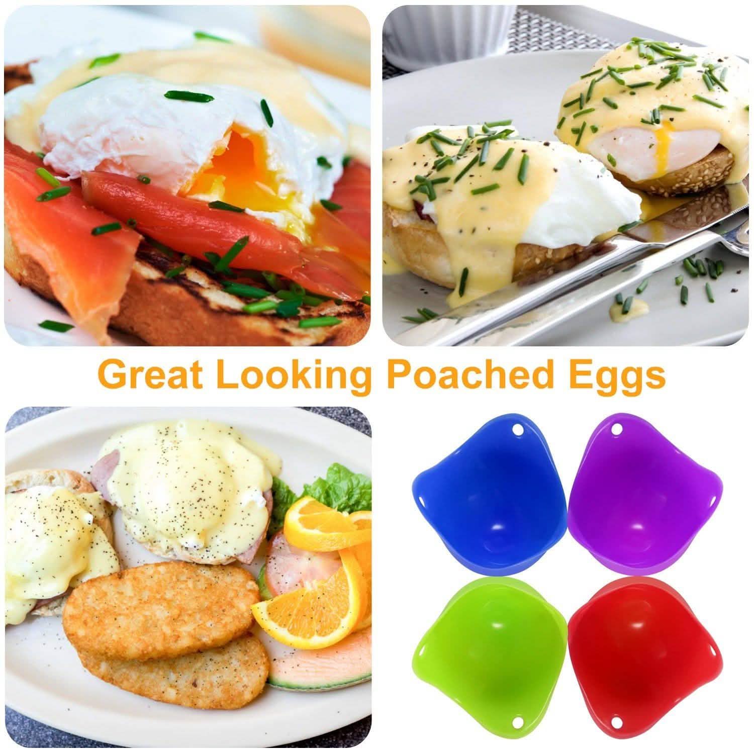 4-Pack: Egg Poachers Silicon Egg Cups Kitchen Tools & Gadgets - Tophatter Daily Deals