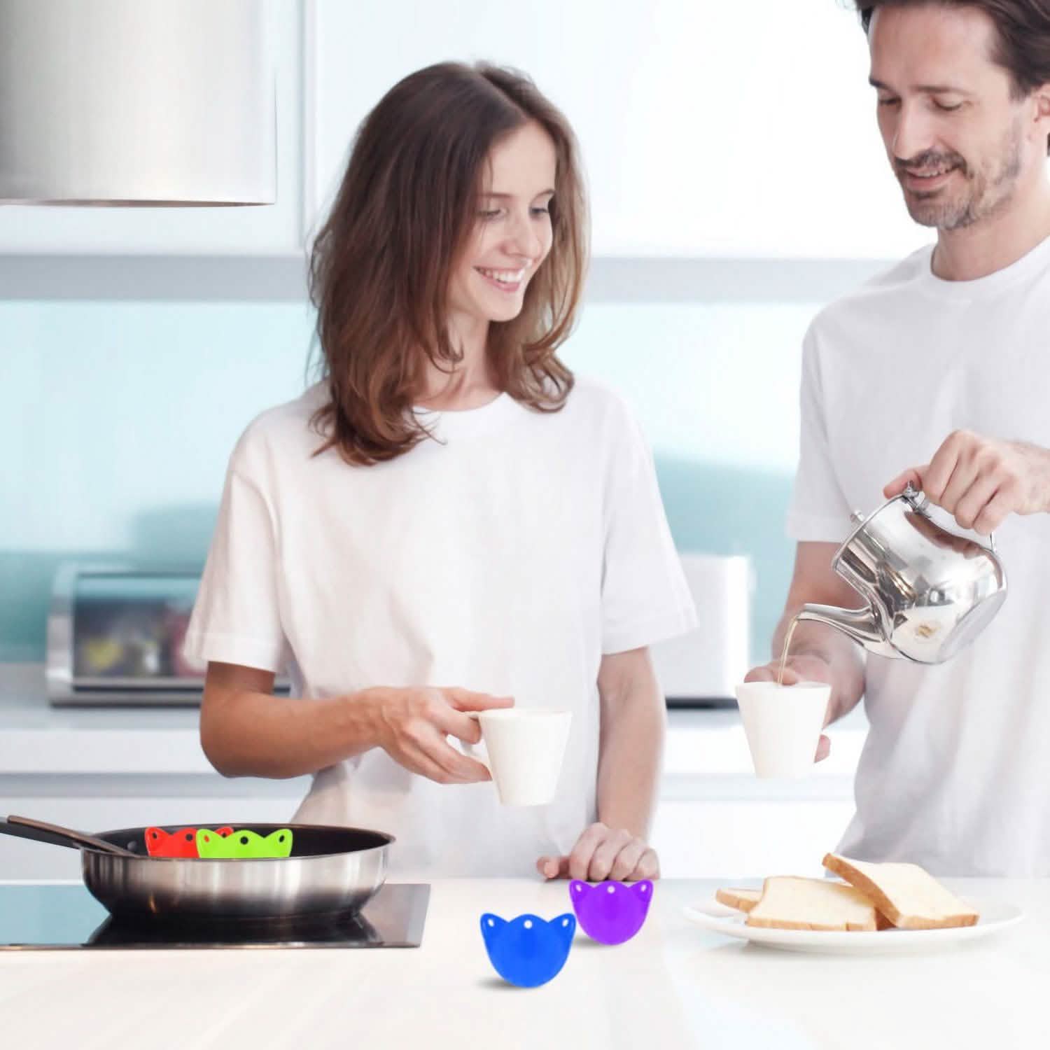 4-Pack: Egg Poachers Silicon Egg Cups Kitchen Tools & Gadgets - Tophatter Daily Deals