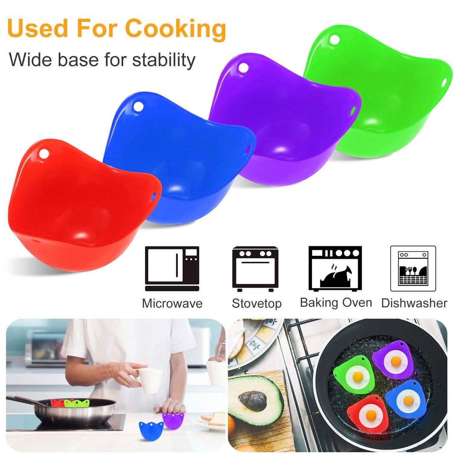 4-Pack: Egg Poachers Silicon Egg Cups Kitchen Tools & Gadgets - Tophatter Daily Deals