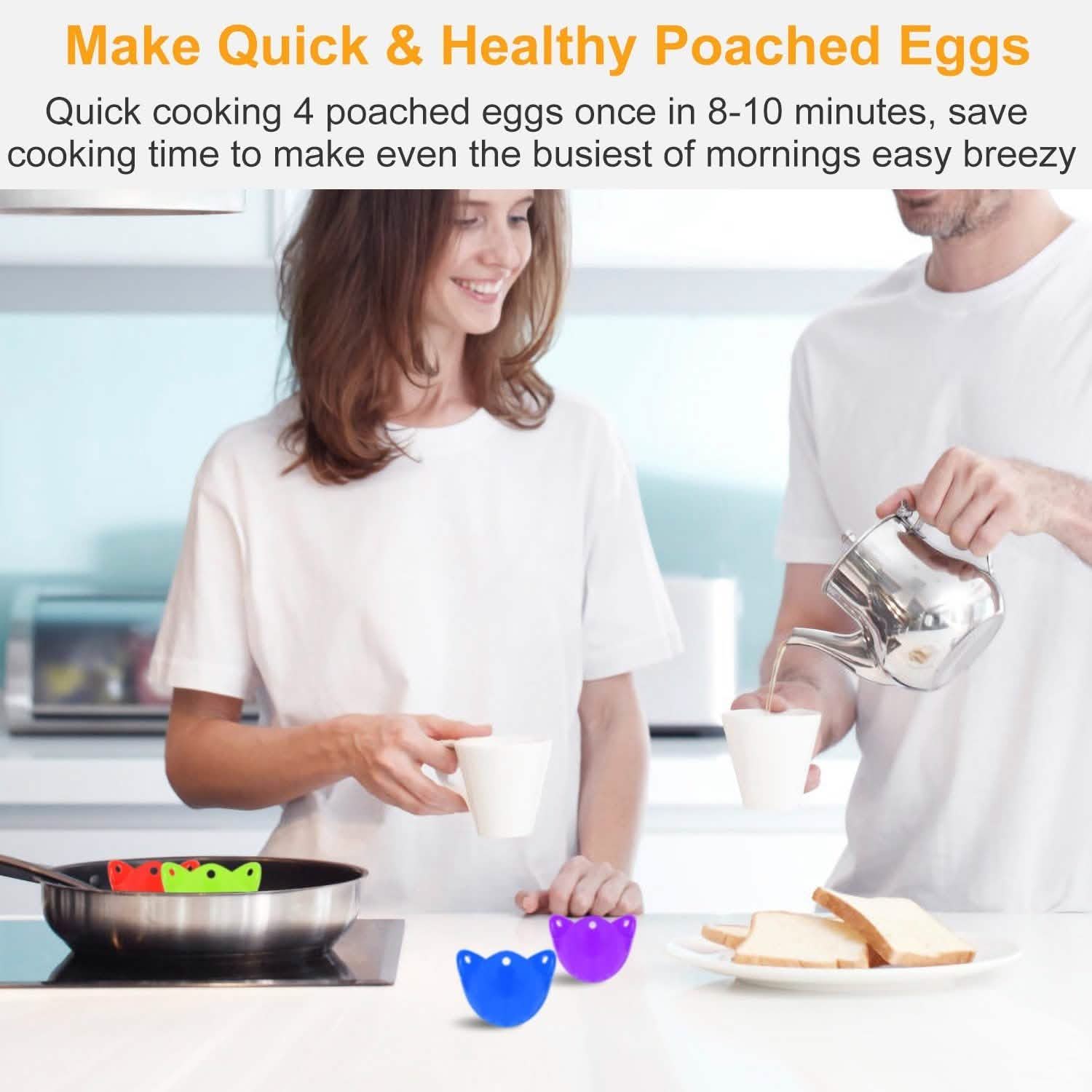4-Pack: Egg Poachers Silicon Egg Cups Kitchen Tools & Gadgets - Tophatter Daily Deals