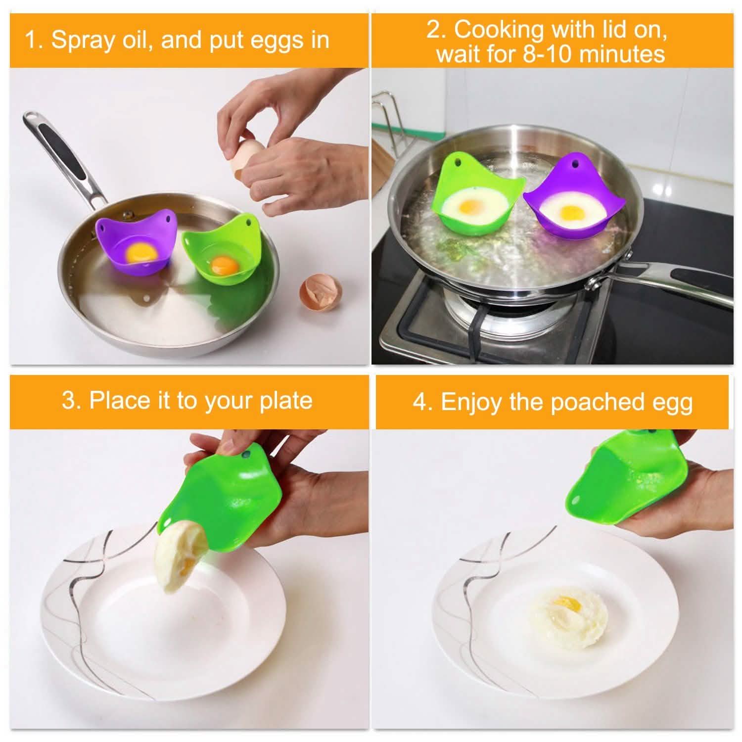 4-Pack: Egg Poachers Silicon Egg Cups Kitchen Tools & Gadgets - Tophatter Daily Deals