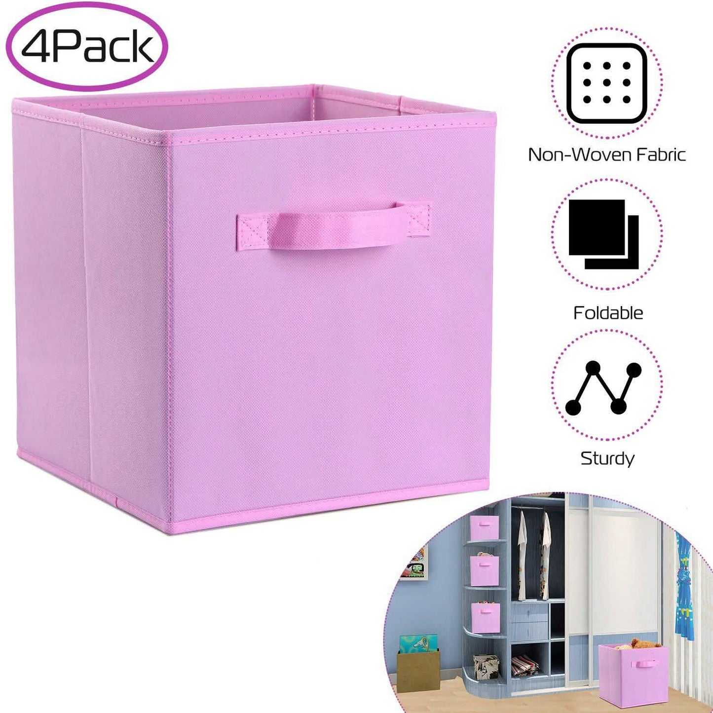 4-Pack: iMounTEK Foldable Storage Cube Bins Storage & Organization - Tophatter Daily Deals
