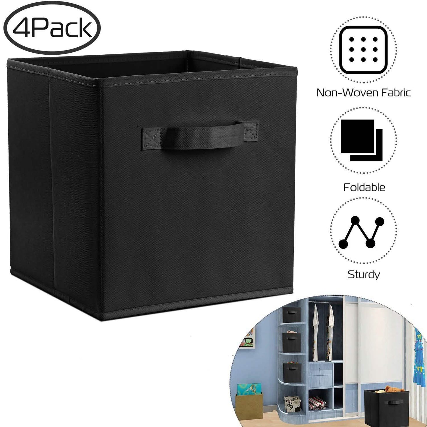 4-Pack: iMounTEK Foldable Storage Cube Bins Storage & Organization - Tophatter Daily Deals
