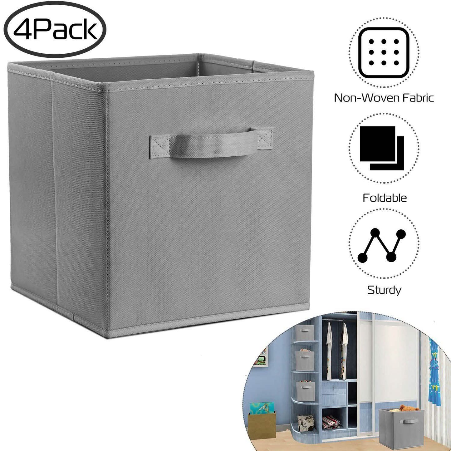 4-Pack: iMounTEK Foldable Storage Cube Bins Storage & Organization - Tophatter Daily Deals