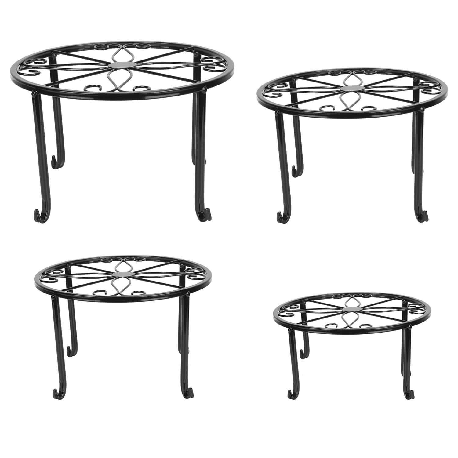 4-Pack: Iron Plotted Plant Stands Garden & Patio - Tophatter Daily Deals