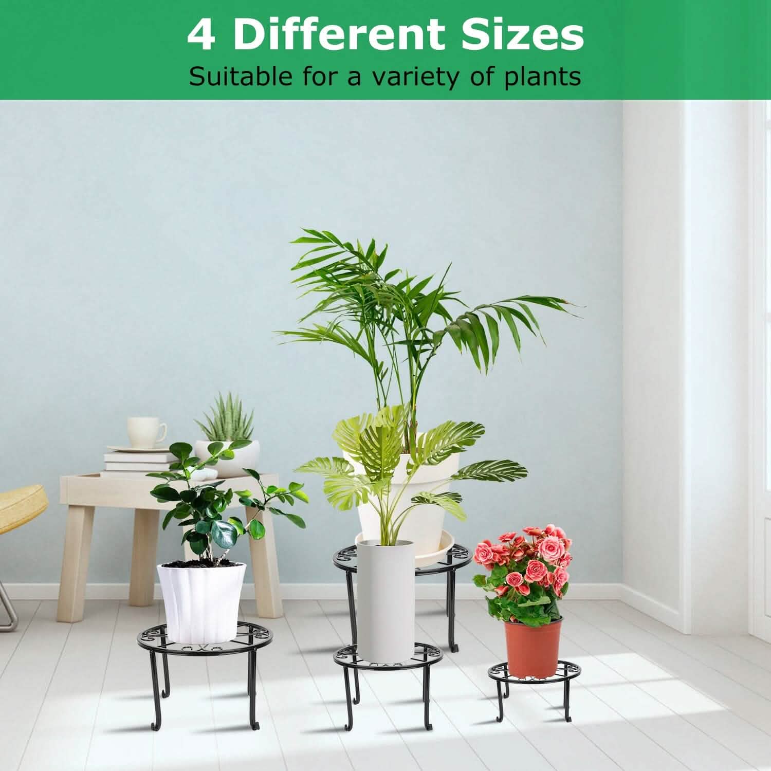 4-Pack: Iron Plotted Plant Stands Garden & Patio - Tophatter Daily Deals