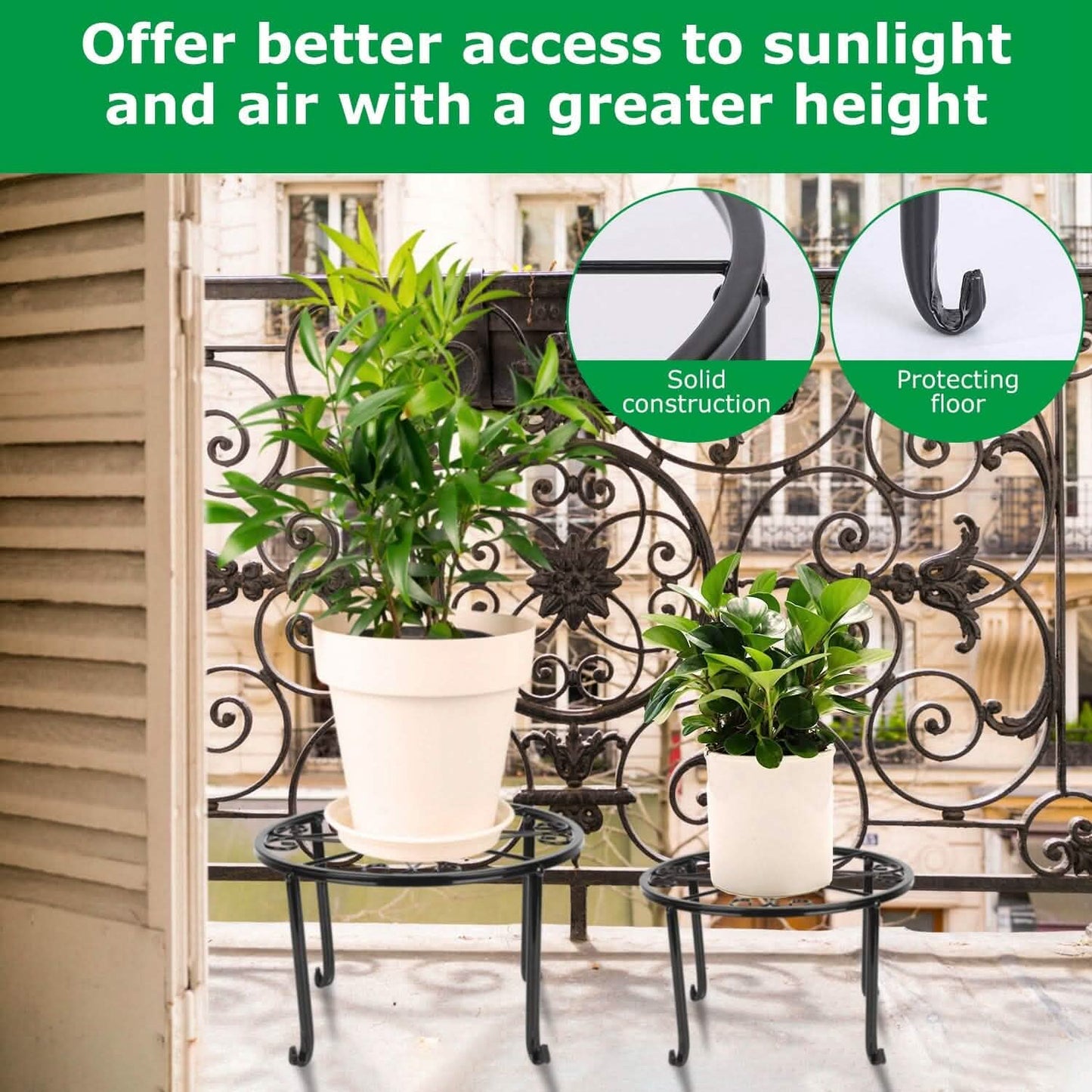 4-Pack: Iron Plotted Plant Stands Garden & Patio - Tophatter Daily Deals