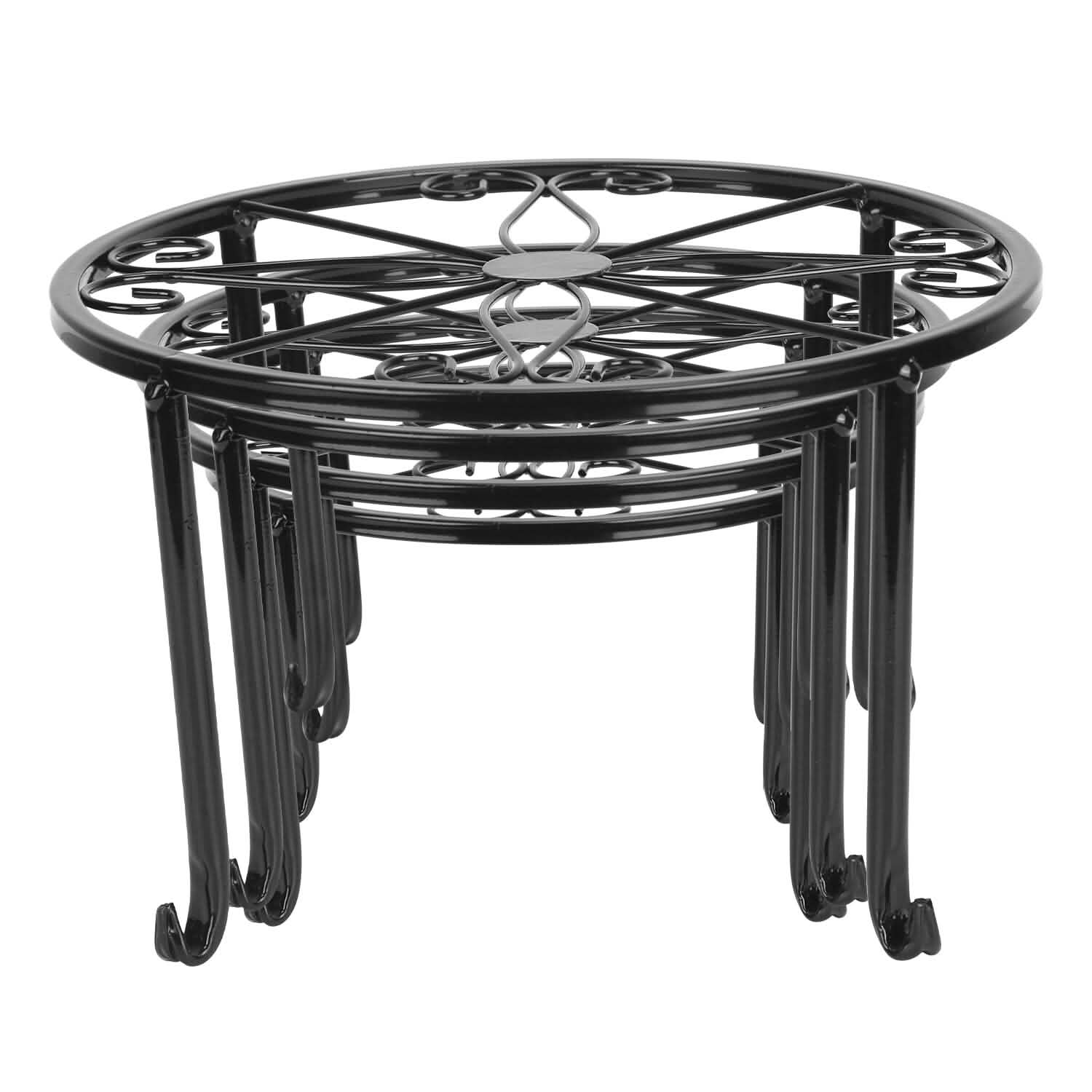 4-Pack: Iron Plotted Plant Stands Garden & Patio - Tophatter Daily Deals