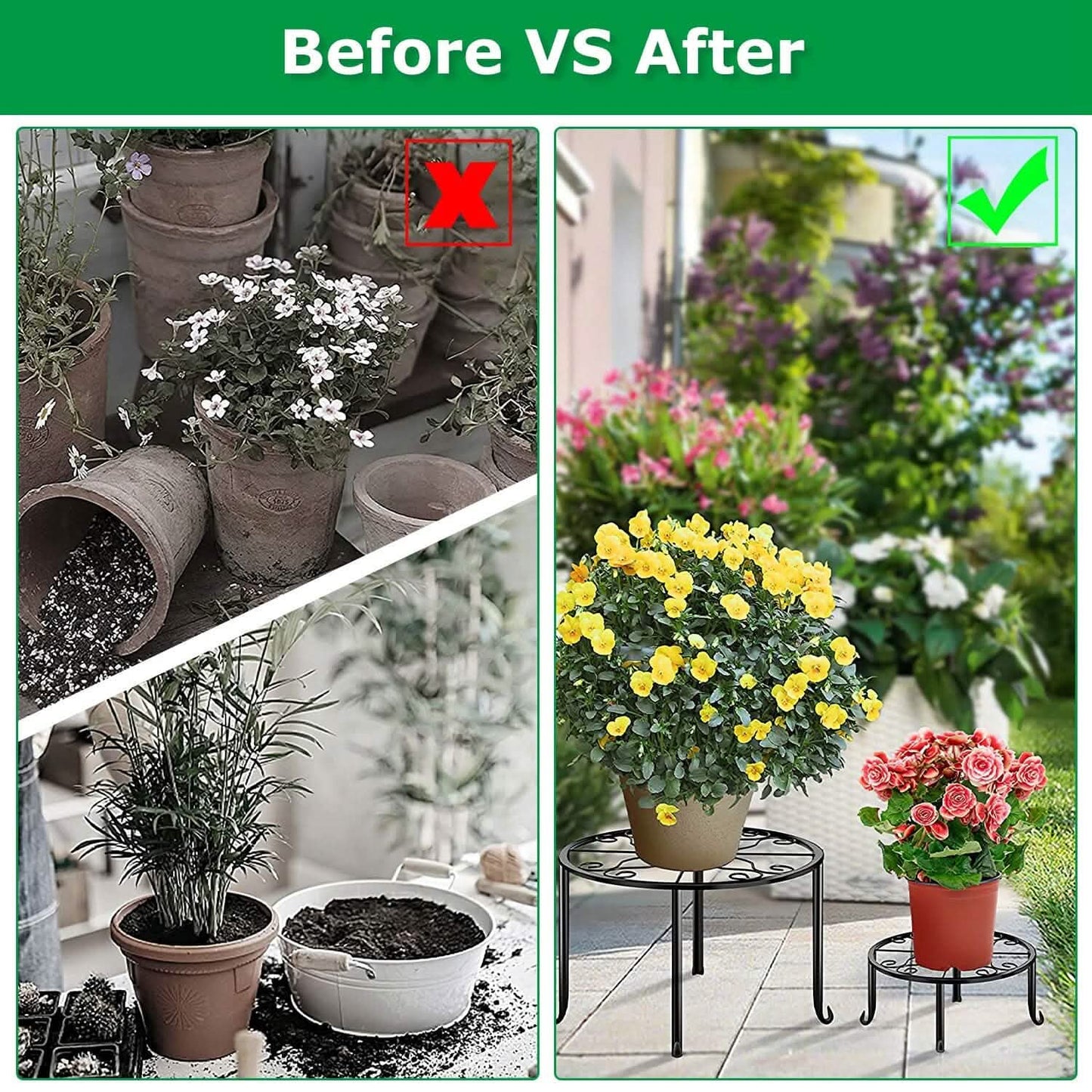 4-Pack: Iron Plotted Plant Stands Garden & Patio - Tophatter Daily Deals