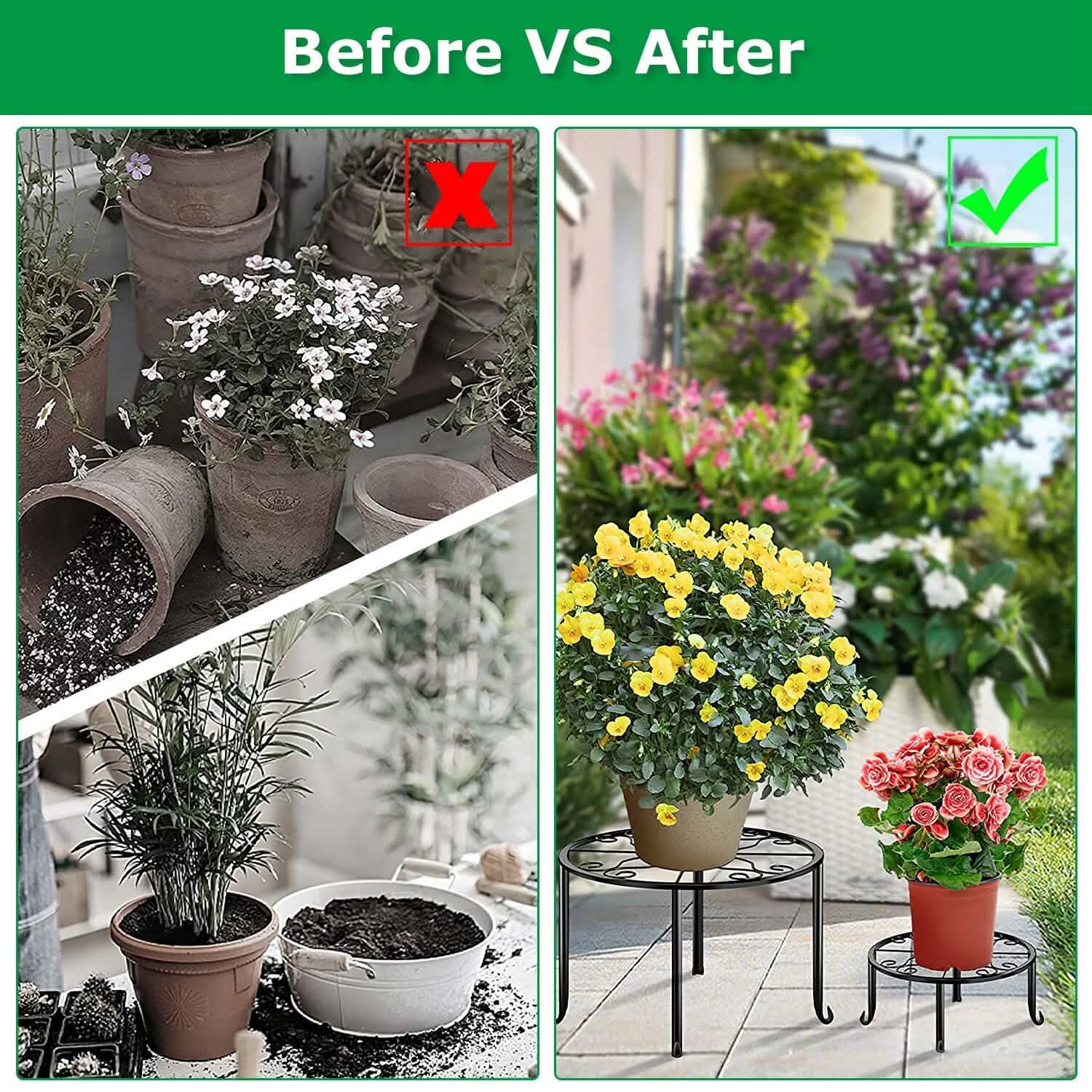 4-Pack: Iron Plotted Plant Stands Garden & Patio - Tophatter Daily Deals