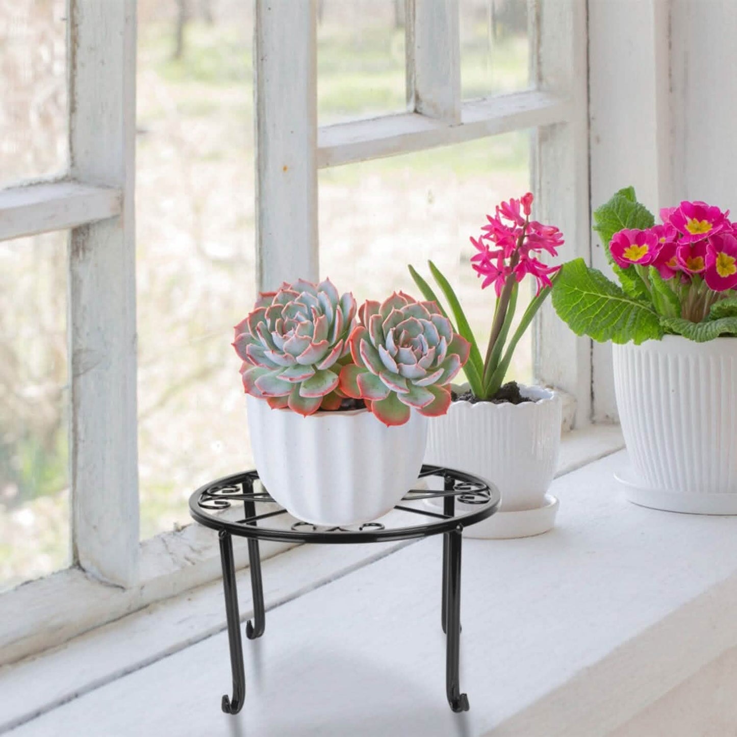 4-Pack: Iron Plotted Plant Stands Garden & Patio - Tophatter Daily Deals