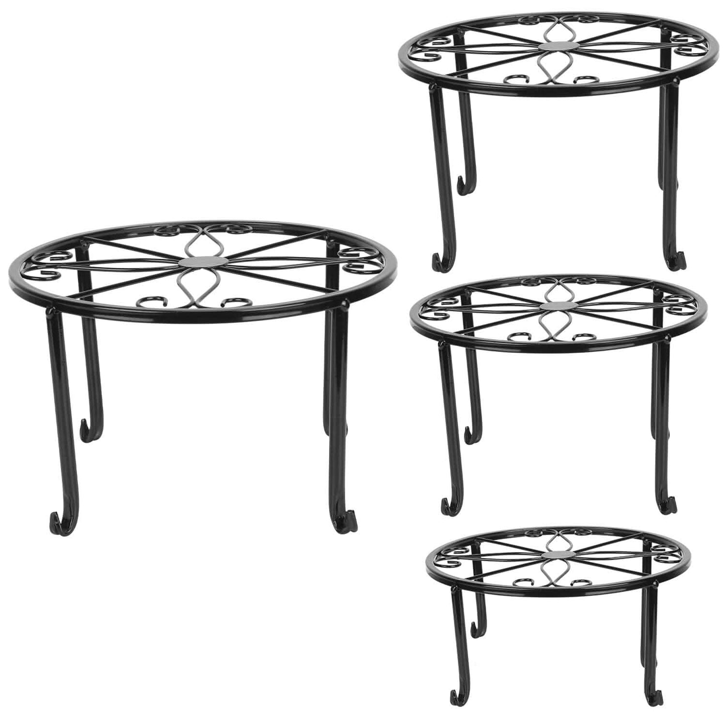4-Pack: Iron Plotted Plant Stands Garden & Patio - Tophatter Daily Deals