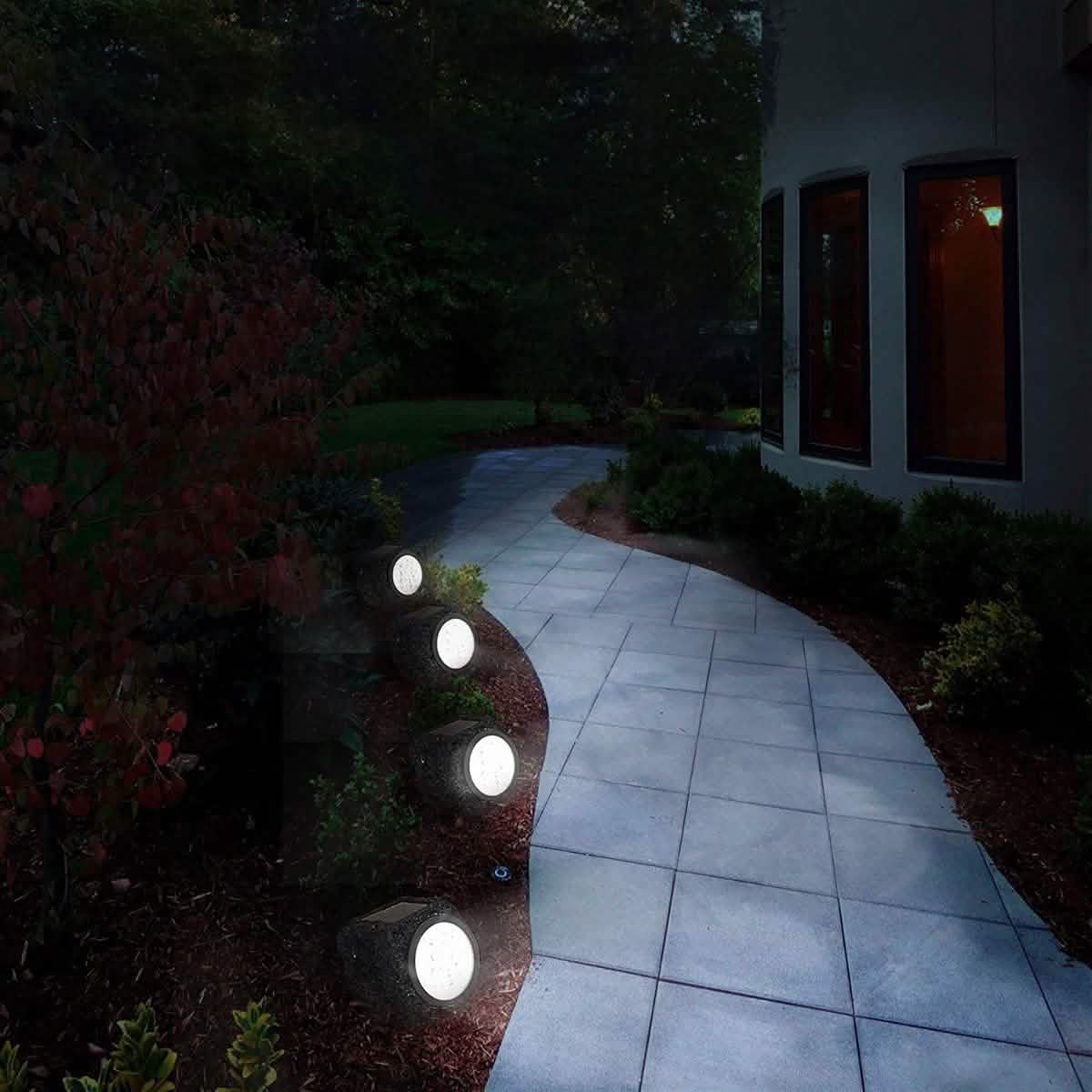 4-Pack: LED Solar Powered Rock Lights Outdoor Outdoor Lighting - Tophatter Daily Deals