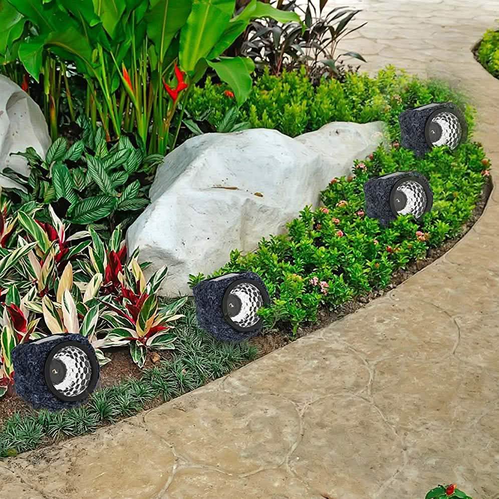 4-Pack: LED Solar Powered Rock Lights Outdoor Outdoor Lighting - Tophatter Daily Deals