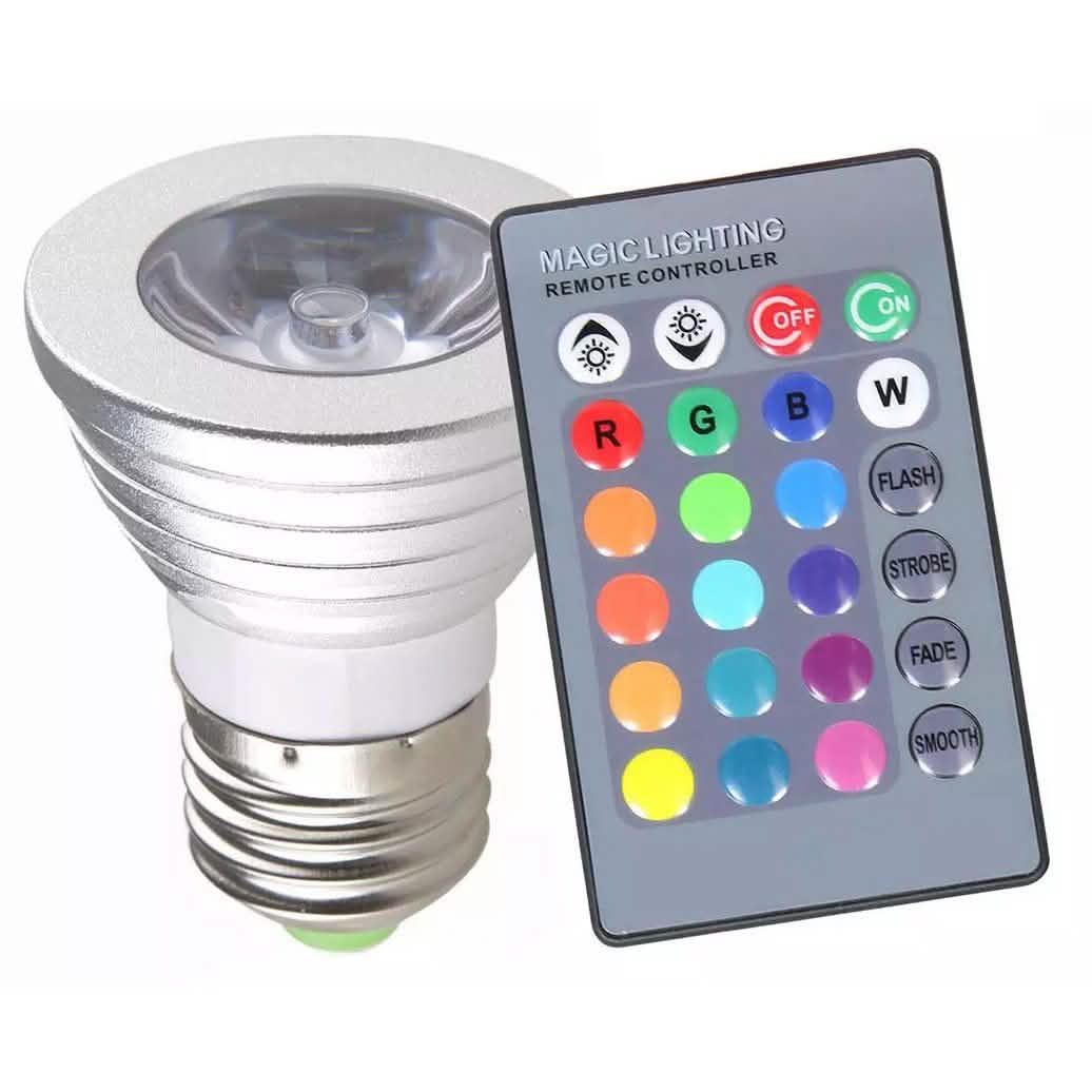 4-Pack: Magic Light LED Light Bulb (E27 3W) with Remote - 16 Colors Indoor Lighting - Tophatter Daily Deals