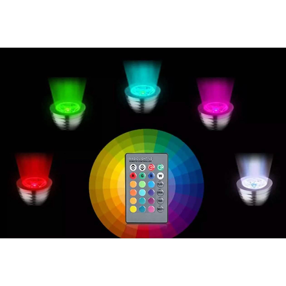 4-Pack: Magic Light LED Light Bulb (E27 3W) with Remote - 16 Colors Indoor Lighting - Tophatter Daily Deals