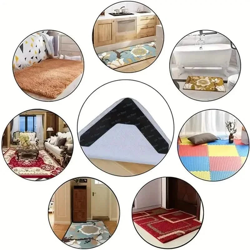 4-Pack: Reusable Non-Slip Carpet Rug Stickers Home Improvement - Tophatter Daily Deals