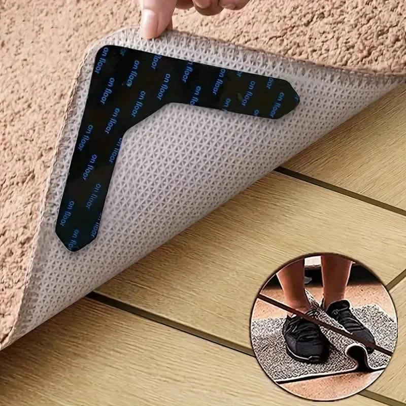 4-Pack: Reusable Non-Slip Carpet Rug Stickers Home Improvement - Tophatter Daily Deals