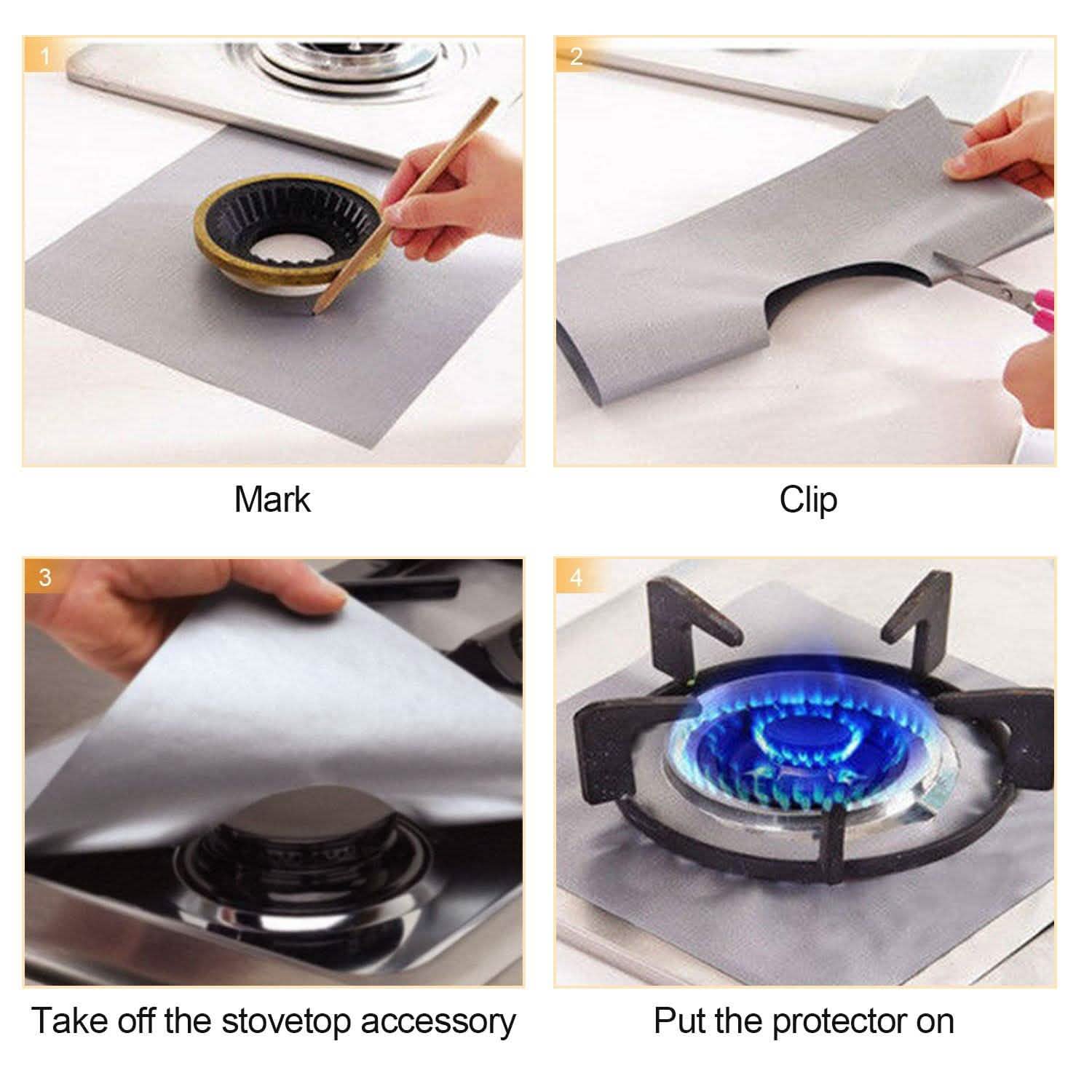 4-Pack: Reusable Nonstick Overtop Burner Protector Liner Kitchen Tools & Gadgets - Tophatter Daily Deals