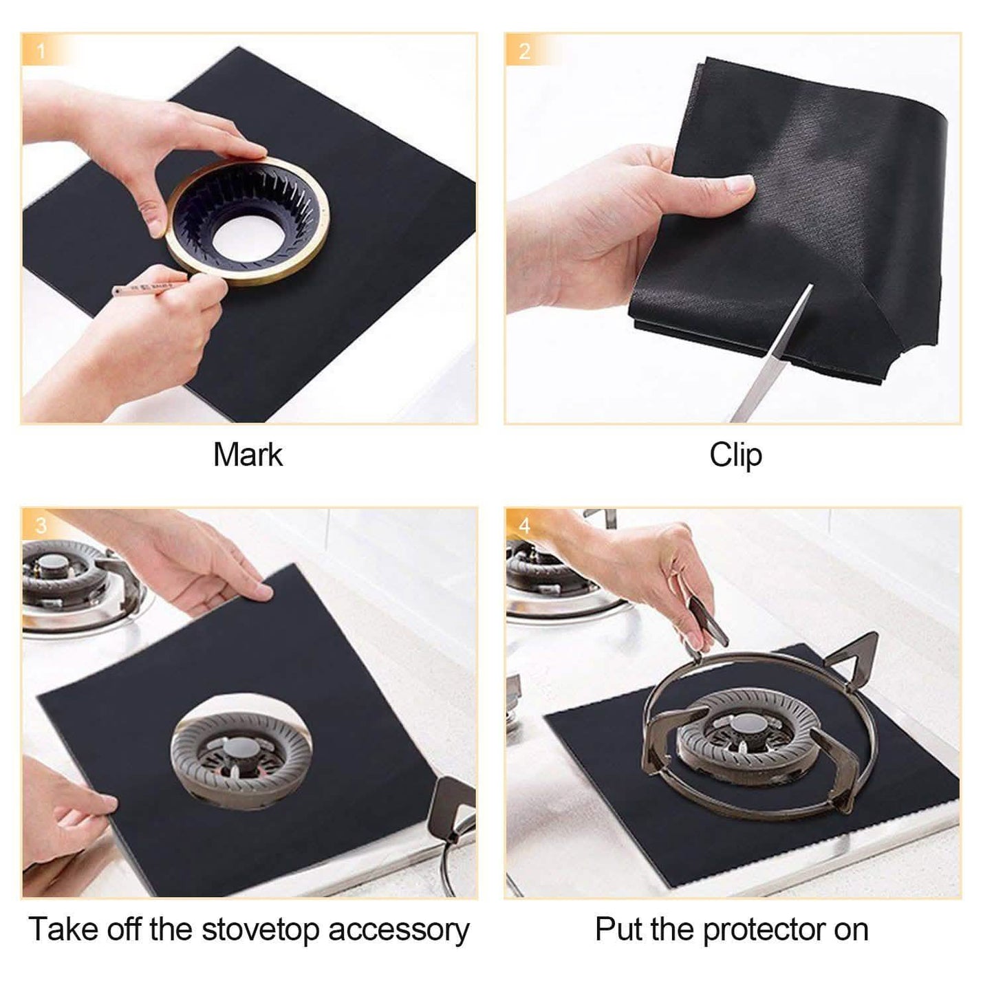 4-Pack: Reusable Nonstick Overtop Burner Protector Liner Kitchen Tools & Gadgets - Tophatter Daily Deals